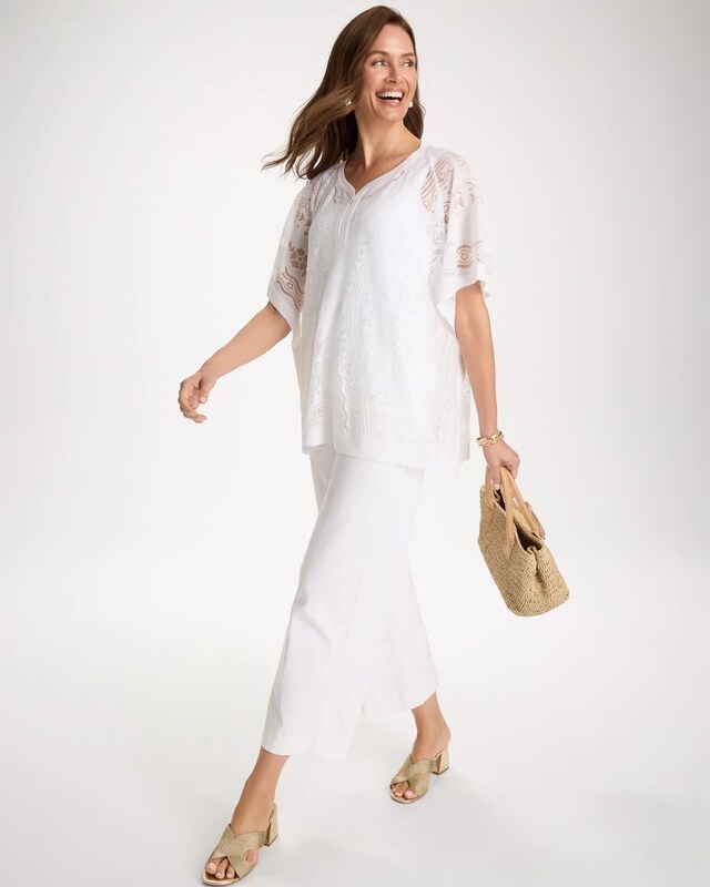 Notch Neck Burn Out Sweater Poncho - image 2